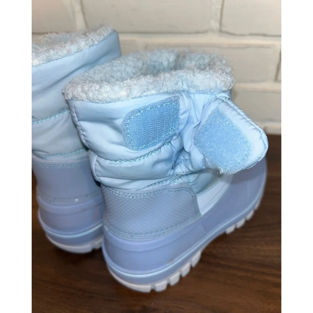 Lands End Kids Light Blue Insulated Snow Boots Water Resistant 3M Thinsulate 3M